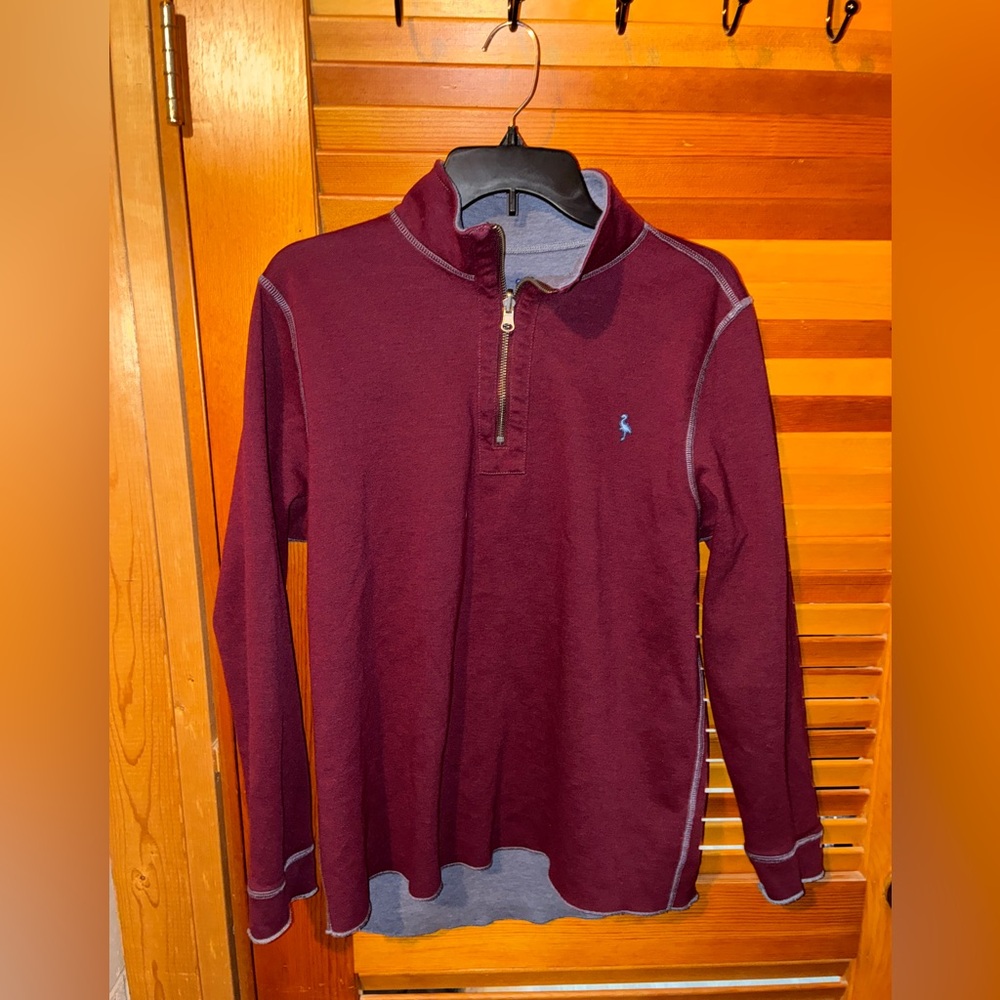TailorByrd Reversible quarter-zip pullover, burgundy & blue - mens size large
